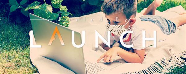 Launch image, boy with computer